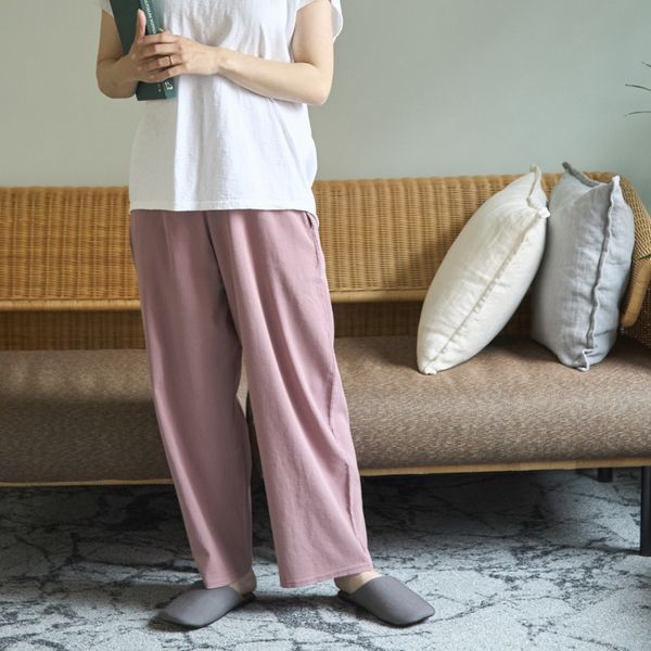 BIWACOTTON/タック入りワイドテーパードパンツ -滋賀の伝統技術で